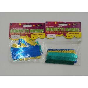 Personalized Name Confetti Christopher Blue Gold 2 Packs Crafts Birthday Party